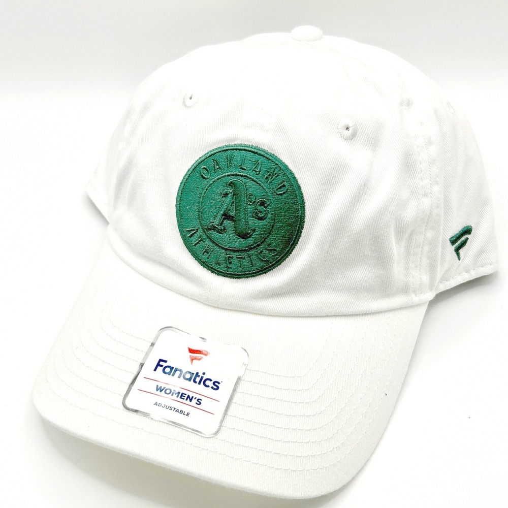 Oakland A's Fanatics Adjustable Hat Women OS White Green Logo MLB Baseball Cap